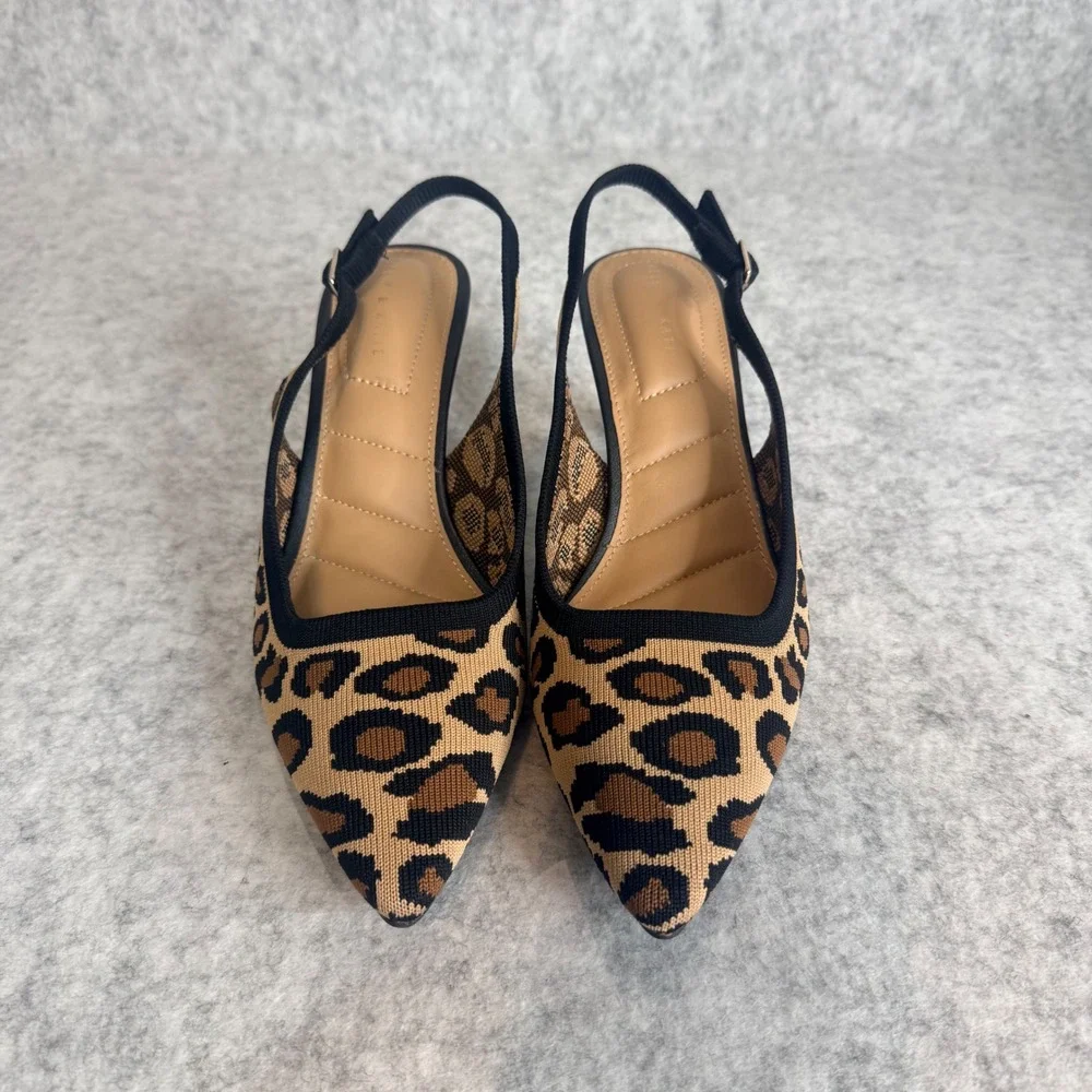 Kelly & Katie Zaria Pumps Womens 9.5 Leopard Print Slingback Kitten Heel Shoes